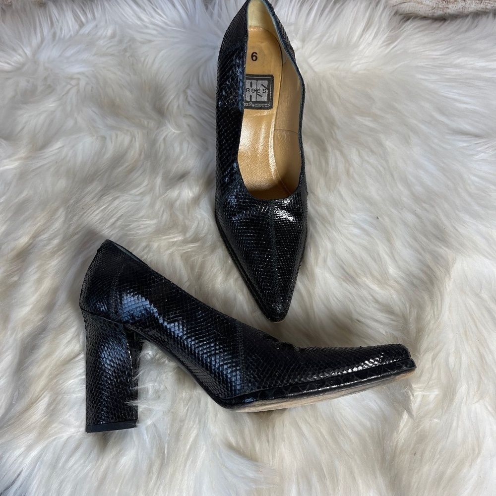 Heroes Cesare Paciotti Black Snakeskin Heels Sz 35/5